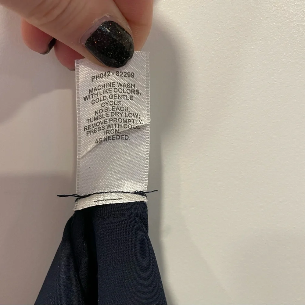 Pendleton Women Dress Pants Size 12P Navy Blue Flat Front Flowy Career Petite